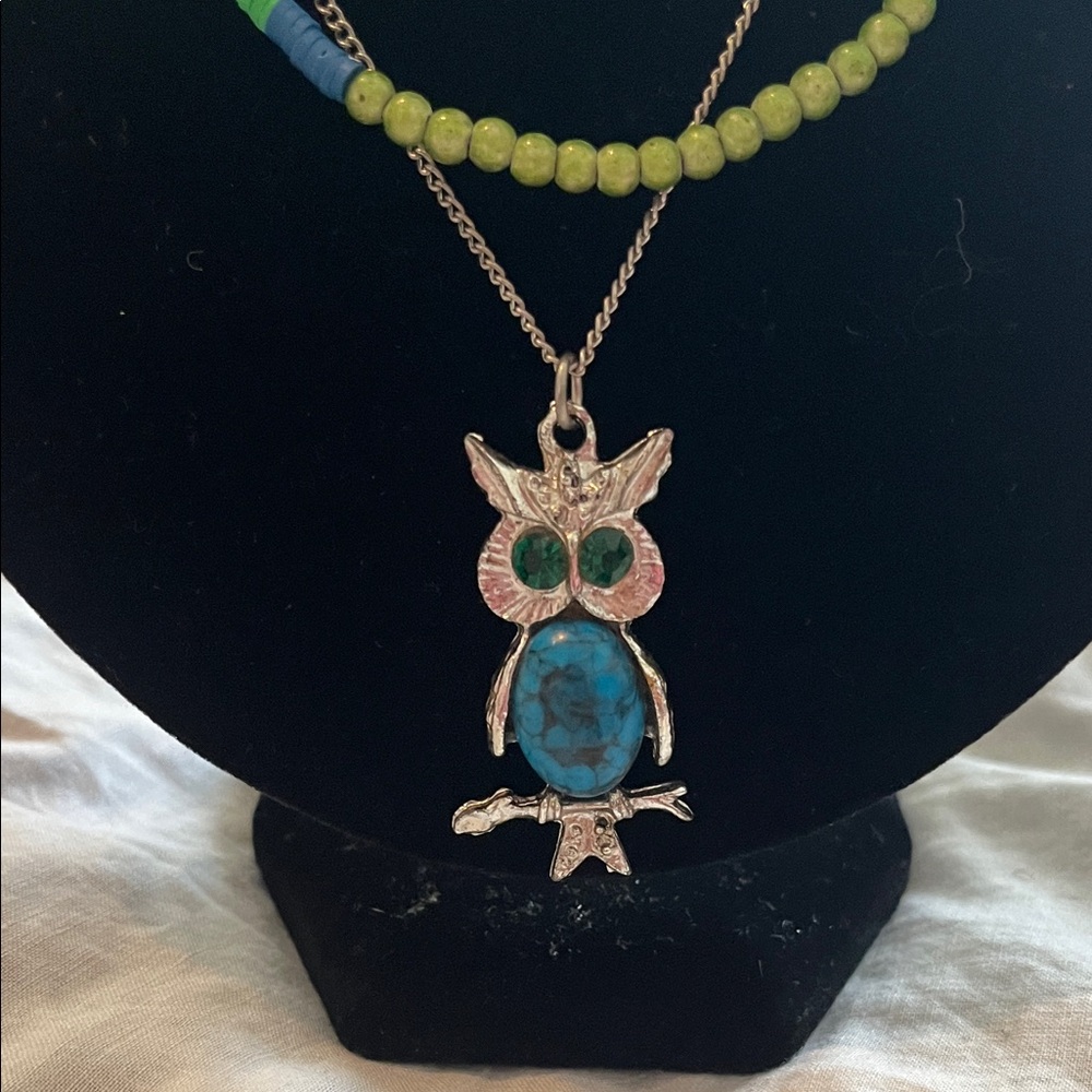 Owl Pendant Necklace plus bonus necklace